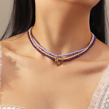 Bohemian Colorful Seed Bead Shell Choker Necklace Statement Short Collar Clavicle Chain Necklace for Women Female Boho Jewelry daiiibabyyy